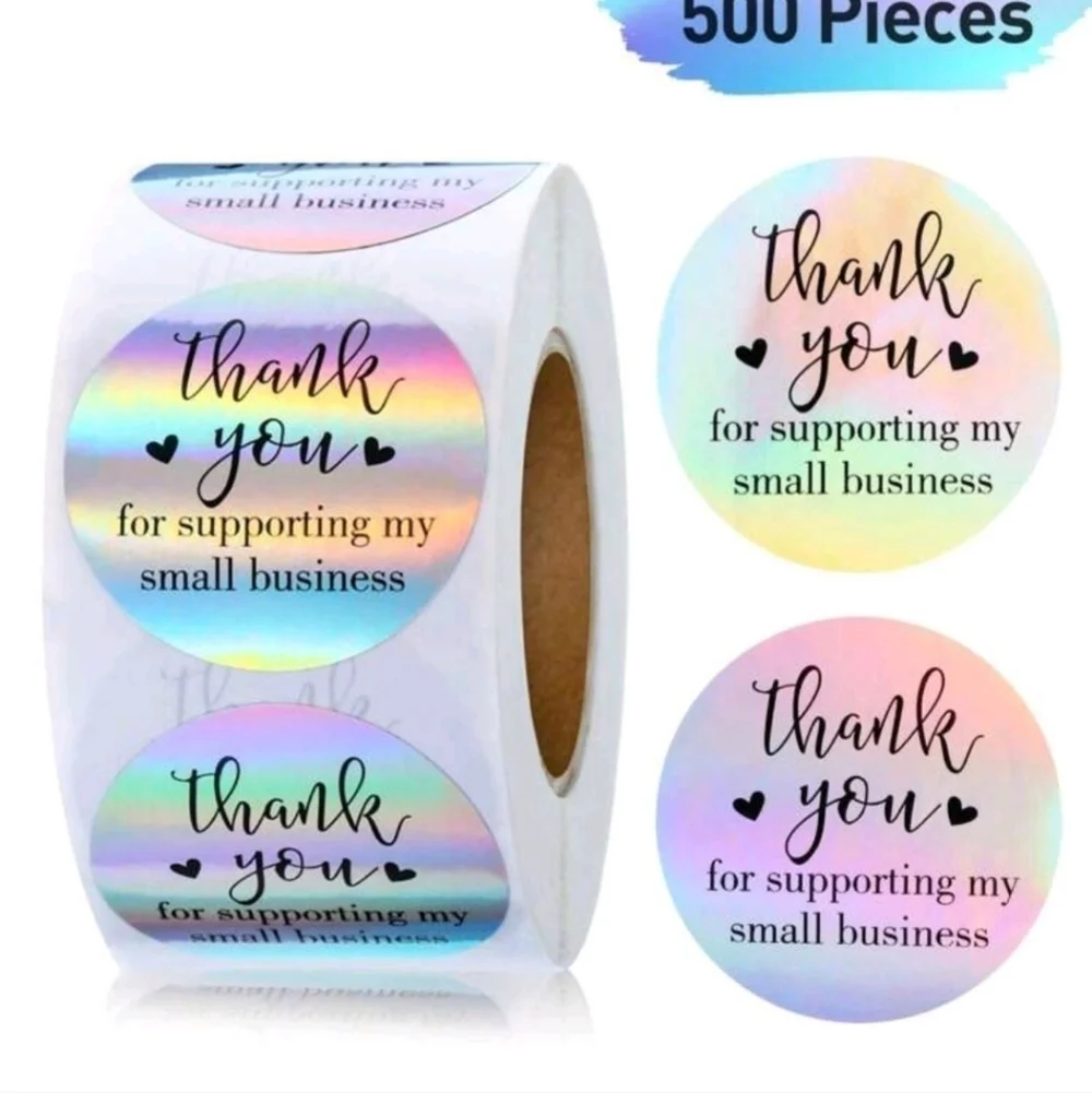 🔹️550 bundle piece 50 silver thank you cards +500 “Thank You”  silver Stickers